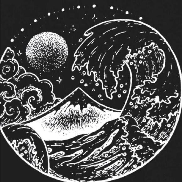 Wave Print Round Neck Tee size L - Picture 4 of 5